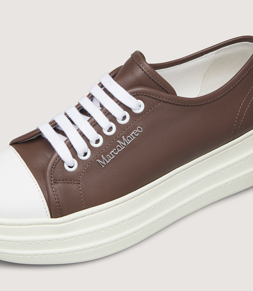 Marco Moreo brown leather platform sneaker