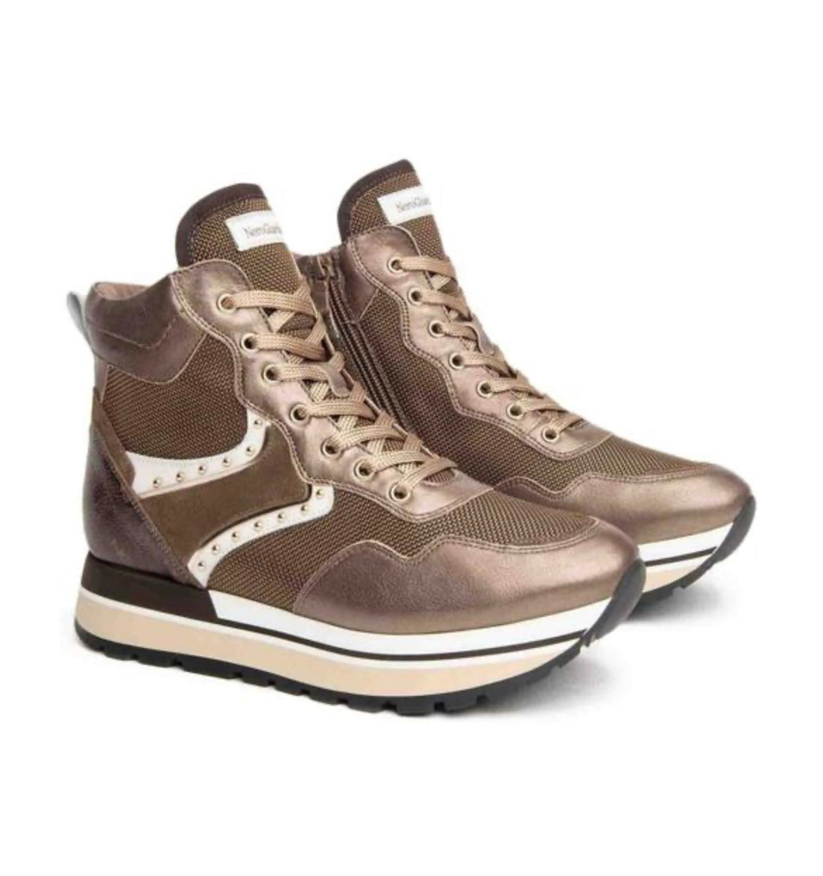 NeroGiardini brown leather platform sneaker boots