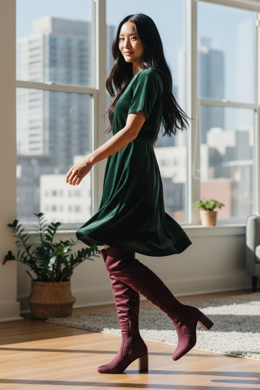 Marian suede burgundy over the knee boots
