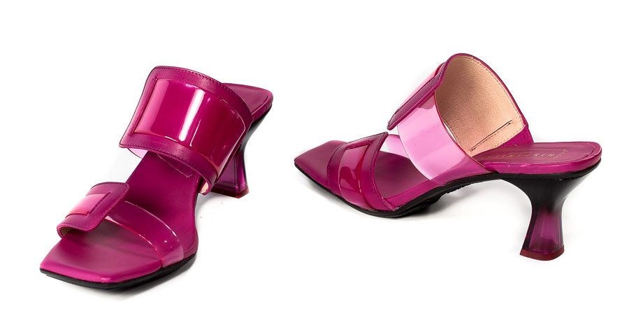 Hispanitas pink leather heeled mules
