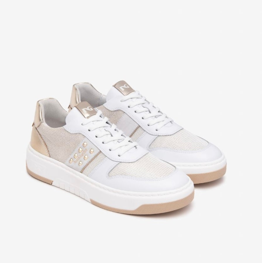 Nerogiardini white leather and canvas sneakers