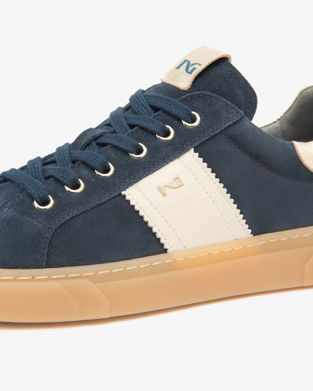 Nerogiardini navy suede & cream leather sneaker