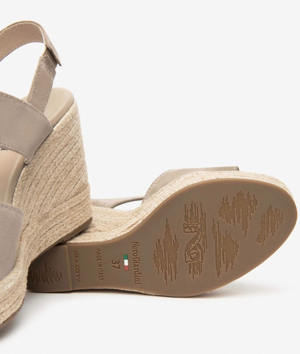 NeroGiardini beige suede wedge sandal