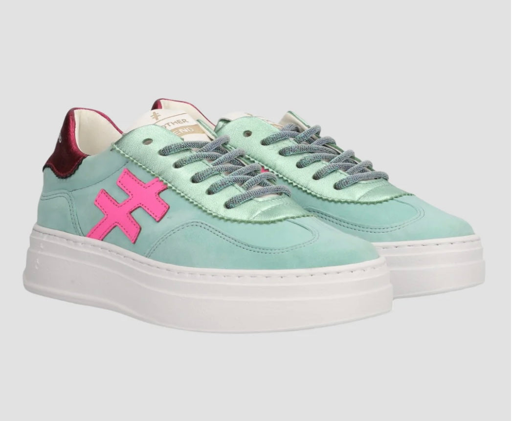 ANOTHER TREND mint green and pink platform sneakers