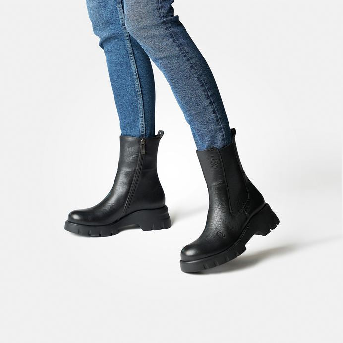 Paul Green black leather ankle boots