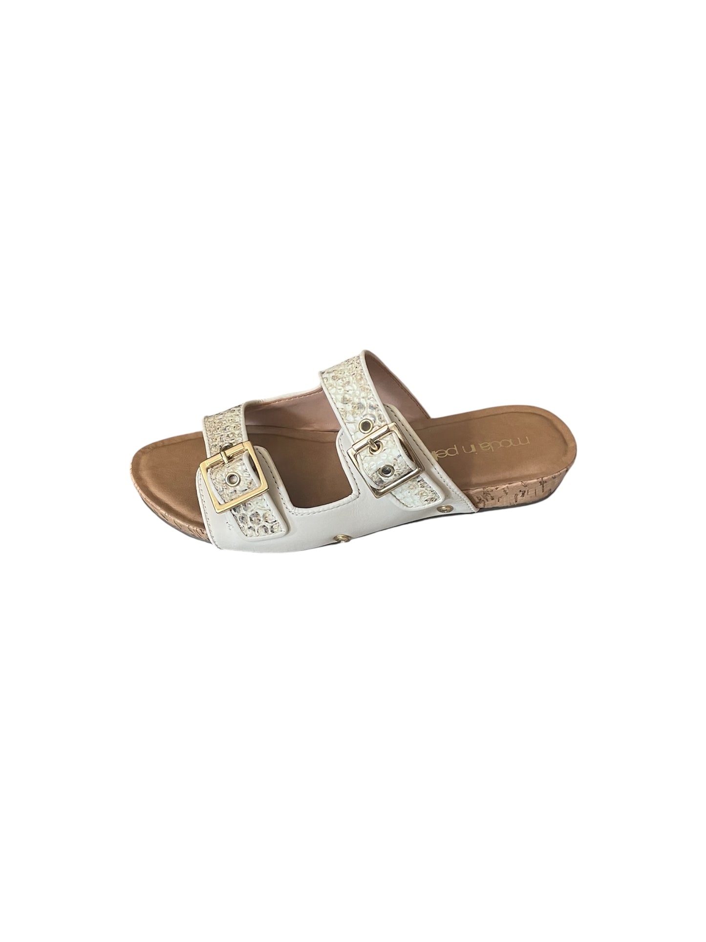 Moda in pelle white leather flat mules