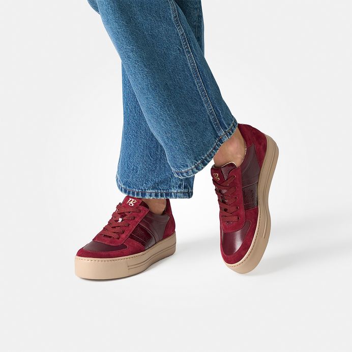 Paul Green wine suede and leather platform sneakers