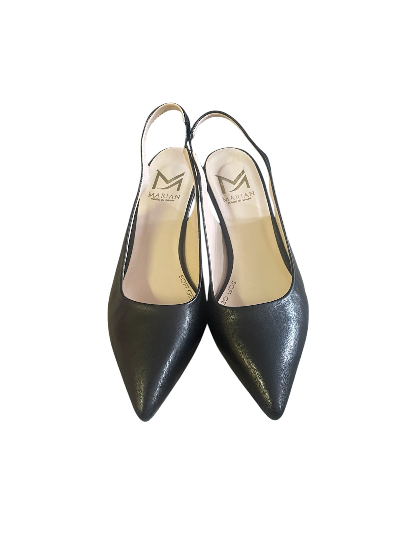 Marian black leather slingbacks