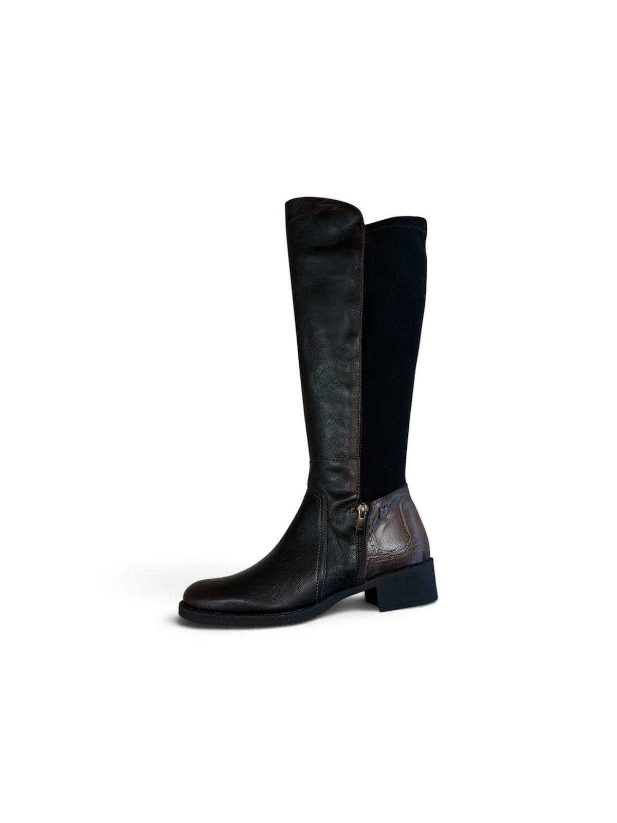 Jose Saenz Knee-High Stretch Leather Boots – Black & Brown