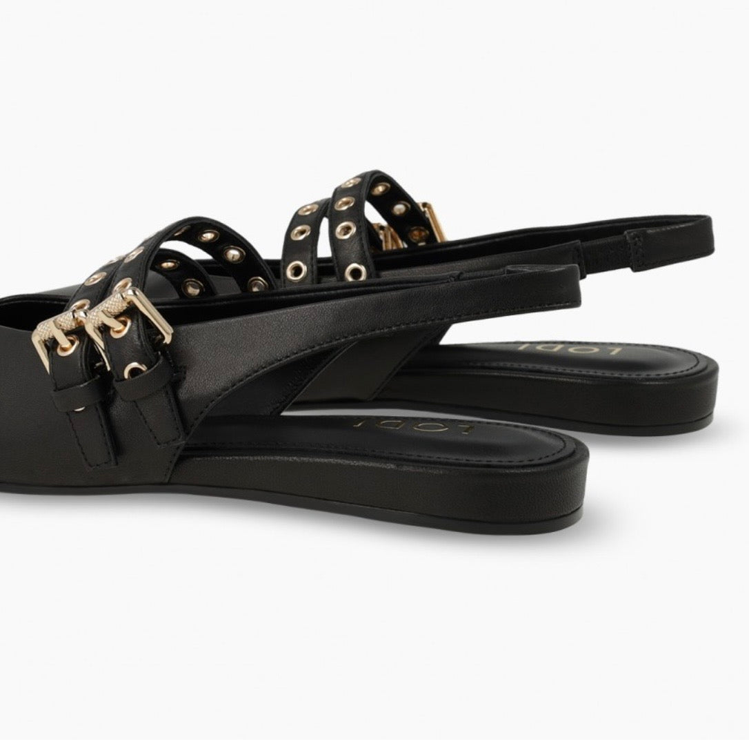 Lodi black leather ballerina slingback pump - Melissakshoes