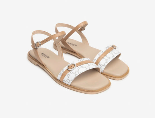 NeroGiardini tan and white leather sandal