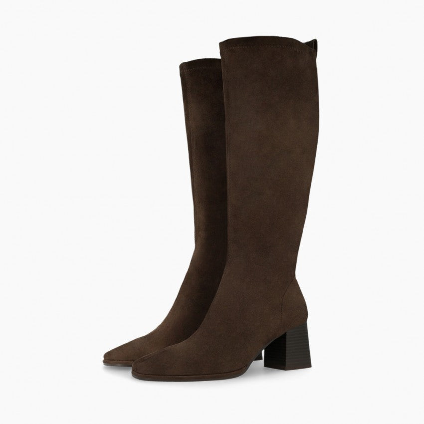 Lodi brown suede knee high boots