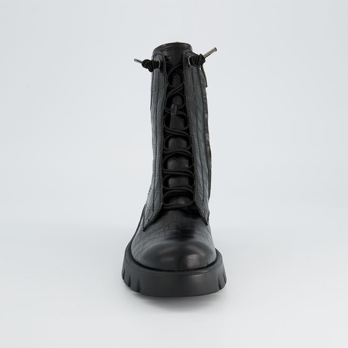 Paul Green black leather laced up boots