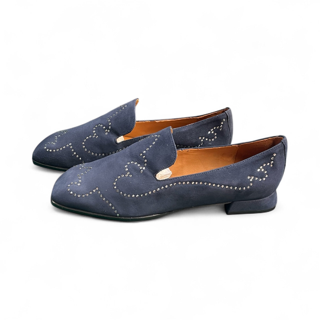 Marian navy suede loafer with silver sparkle