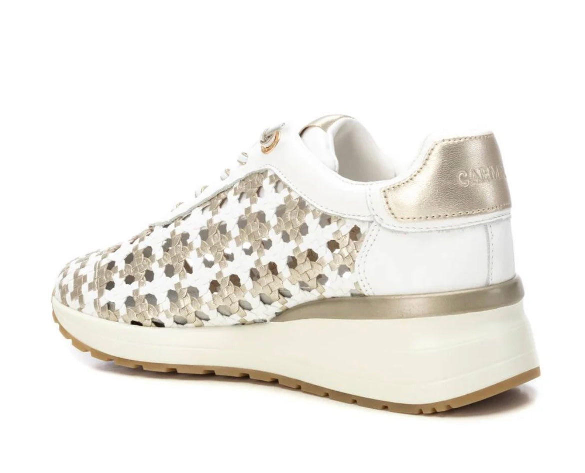 Carmela white and metallic leather sneakers