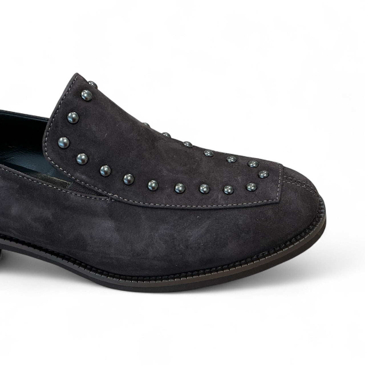 Marco Moreo brown suede loafer with studded details