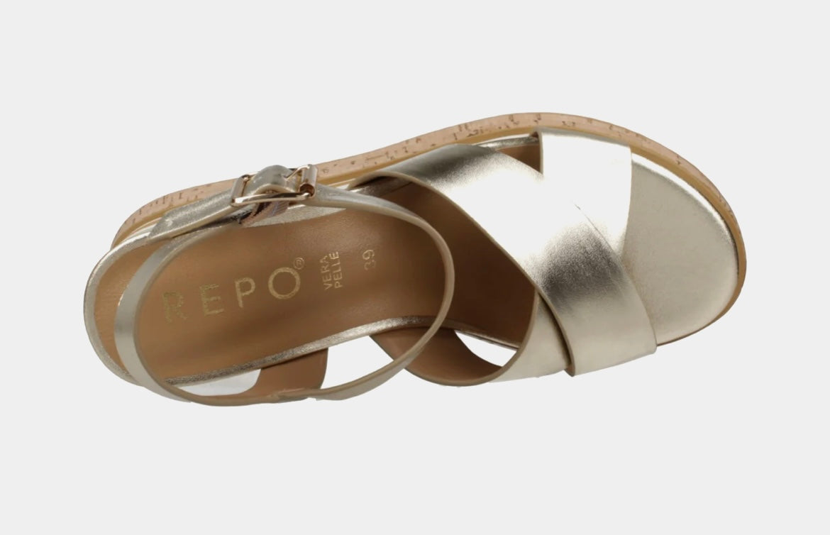 Repo gold leather platform sandals