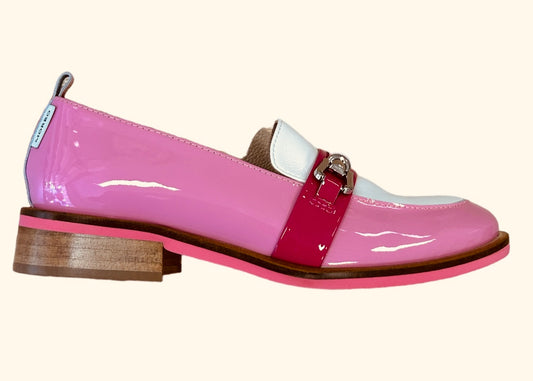 Marco Moreo pink patent loafer