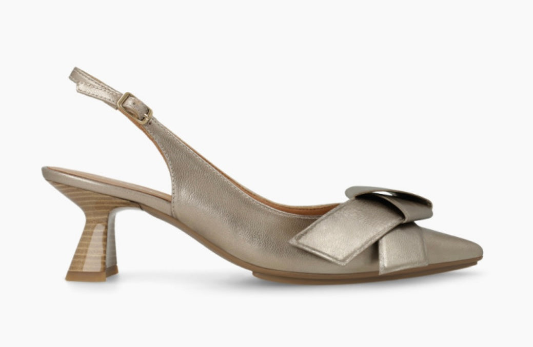 Lodi metallic bow leather slingback