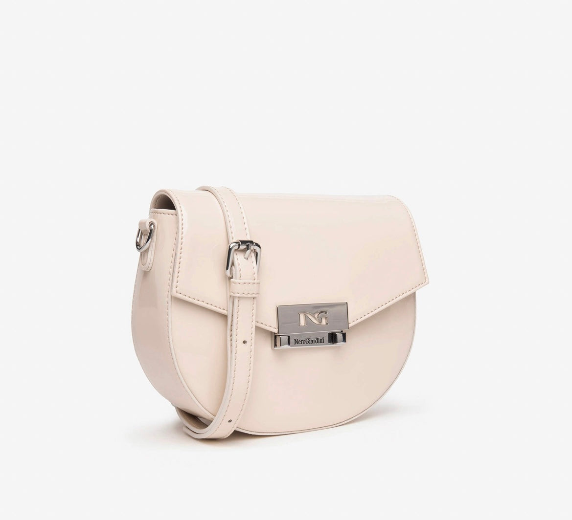 Nerogiardini leather patent cross body handbag