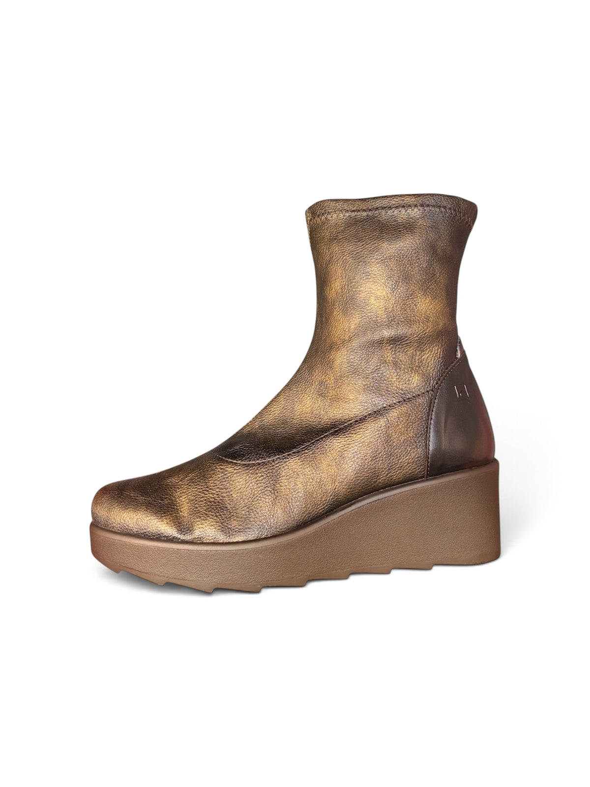 Jose Saenz Metallic Bronze Leather Platform Ankle Boots
