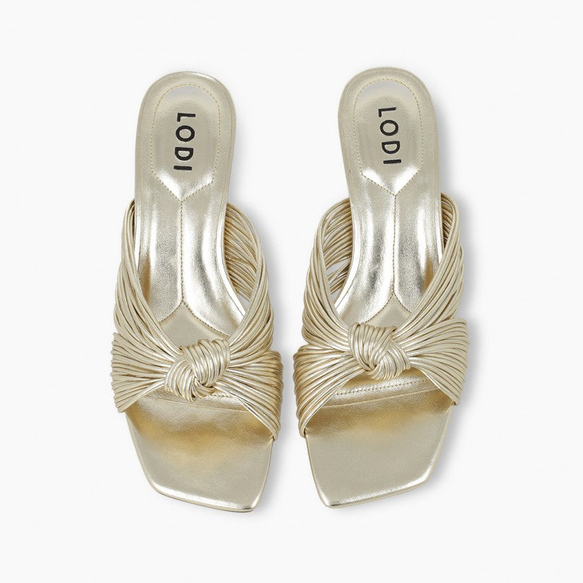 Lodi gold kitten heel mules