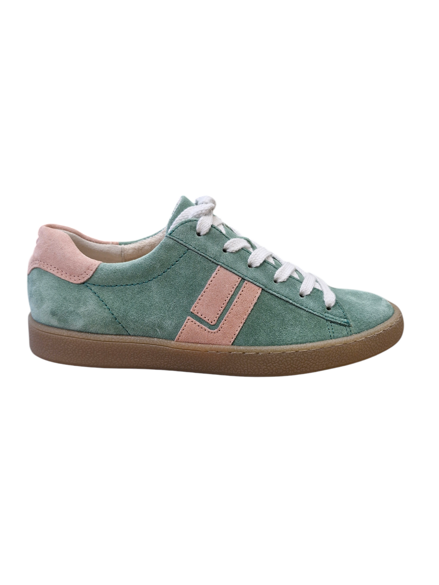 Paul Green wasabi and rose suede sneaker