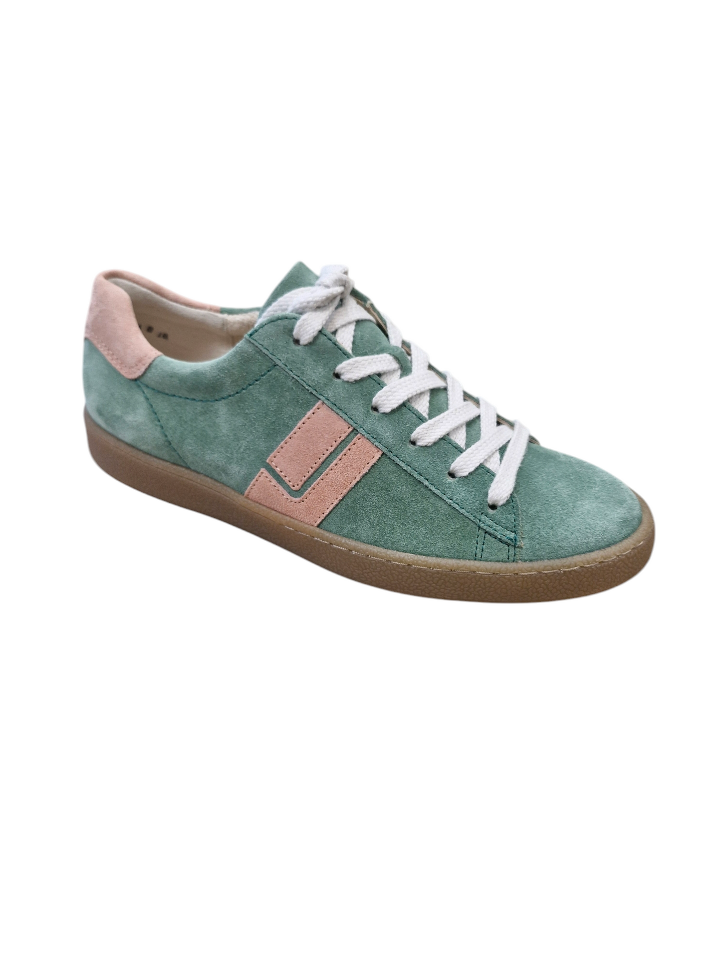 Paul Green wasabi and rose suede sneaker