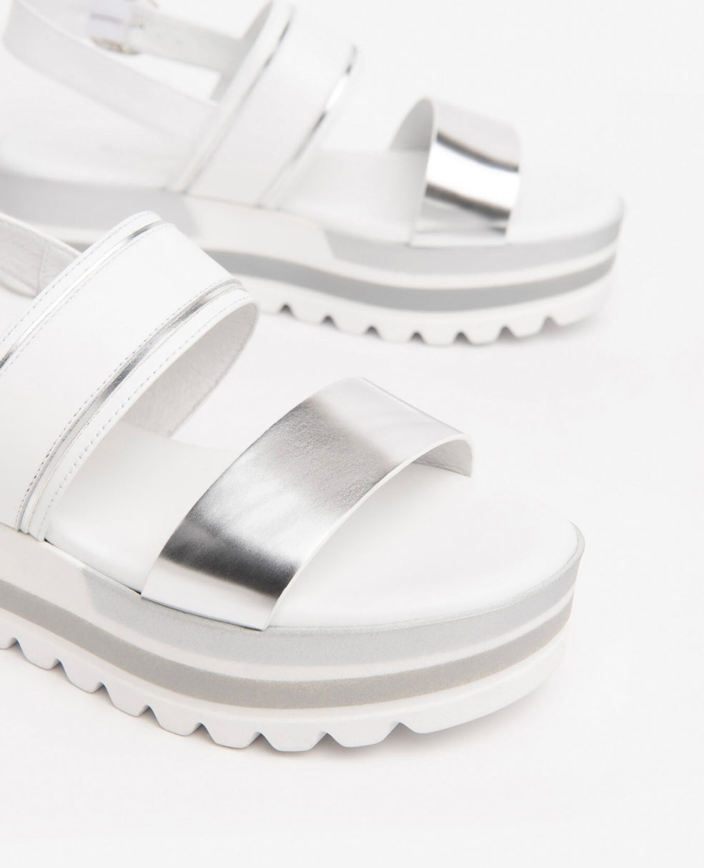 NeroGiardini white and silver platform sandal - Melissakshoes