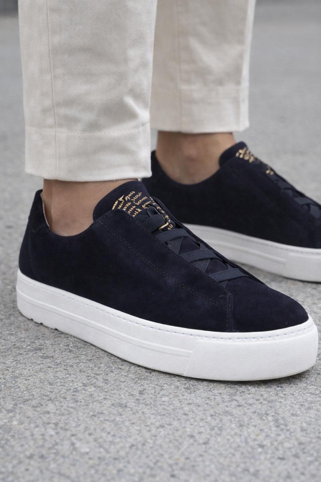 Paul Green Navy suede slip on sneaker