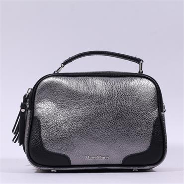 Marco Moreo metallic silver & black leather bag with silver detail