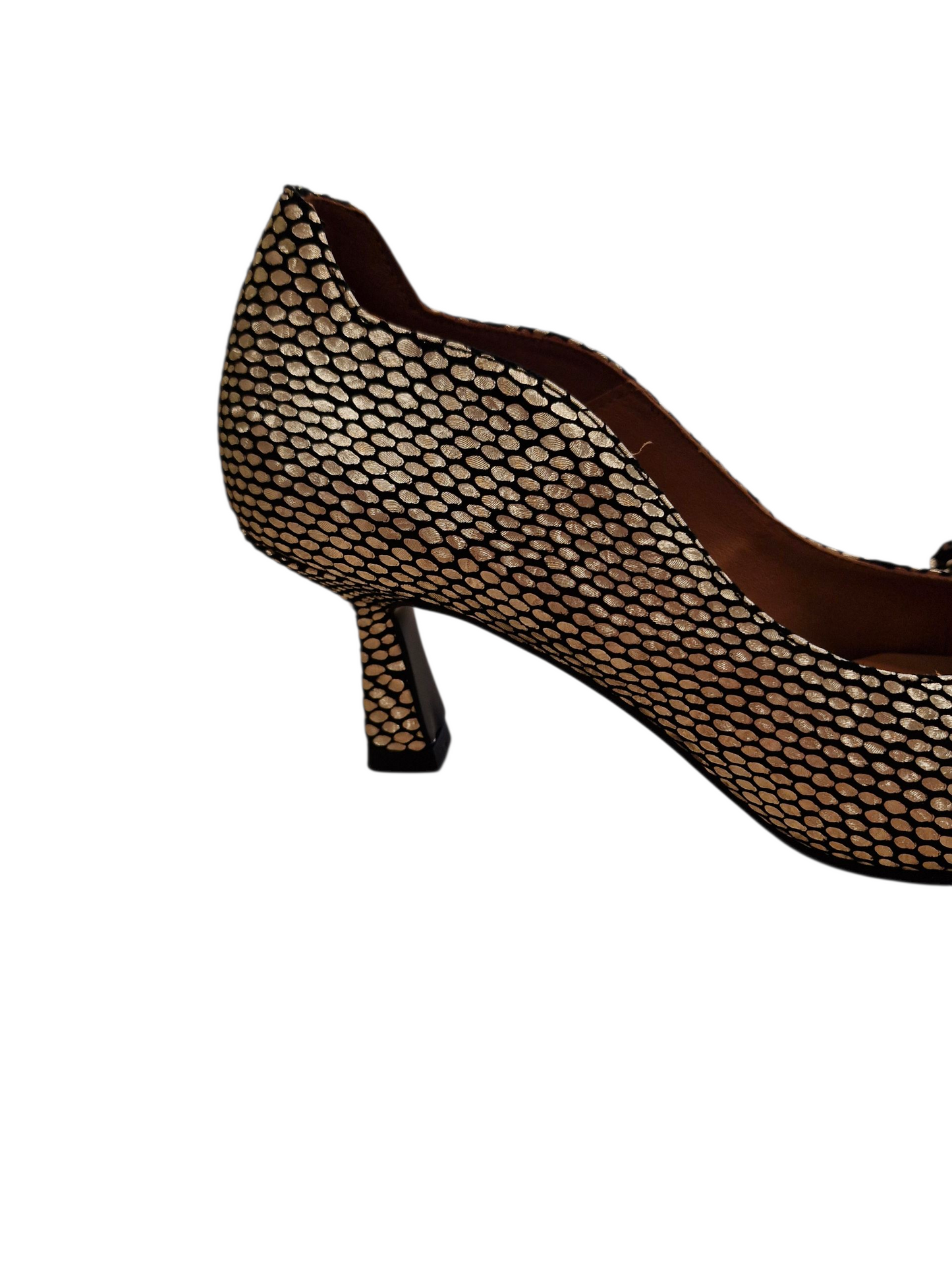 Marian gold & black flared heel