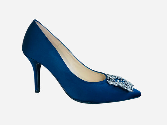 Marian satin court shoe with buckle detail - Melissakshoes