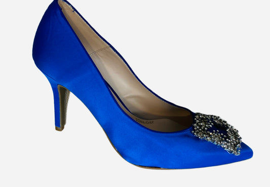 Marian French blue satin court shoe - Melissakshoes