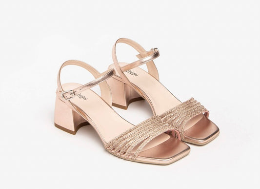 NeroGiardini rose gold block heeled sandal