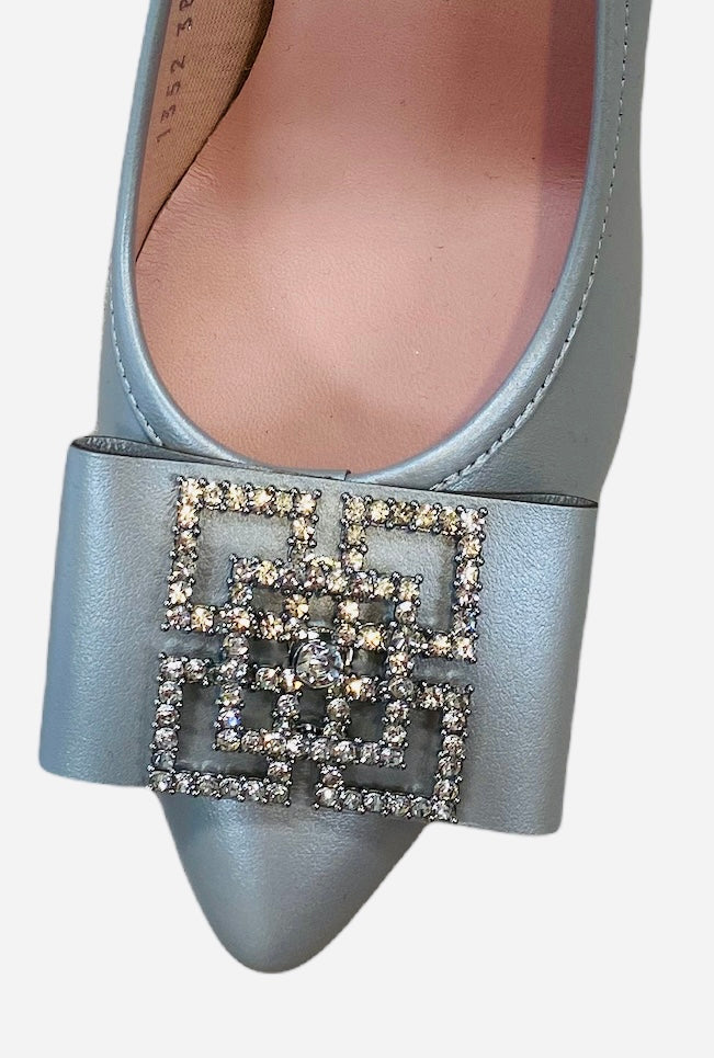Le babe silver grey leather pumps - Melissakshoes
