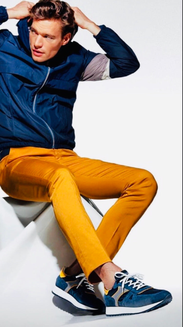 Men’s navy and yellow sneaker - ...melissa k...