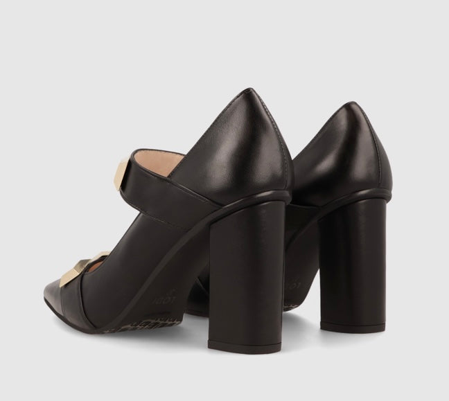 Lodi black leather block heeled shoe - ...melissa k...
