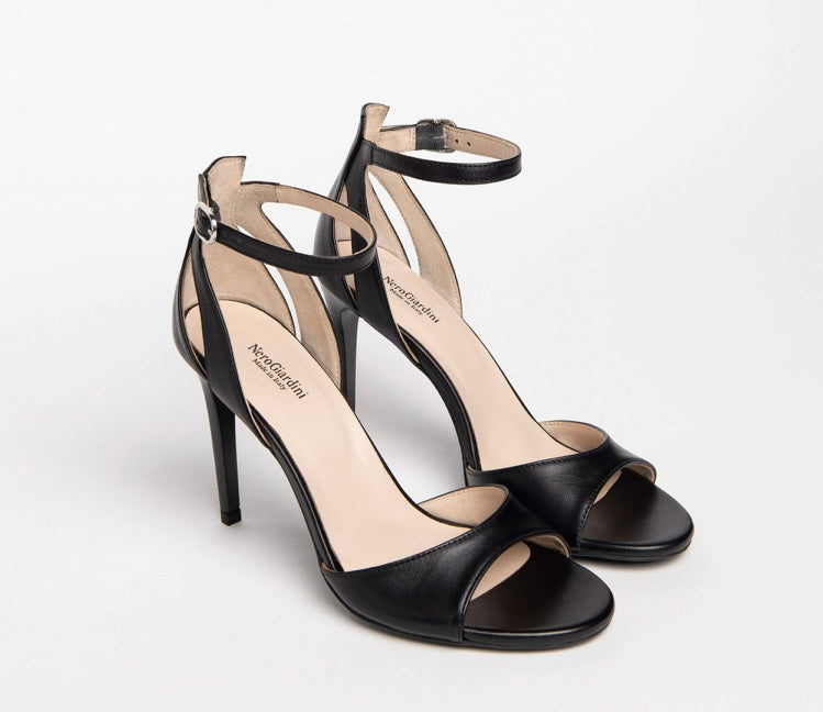 NeroGiardini black leather sandal - Melissakshoes