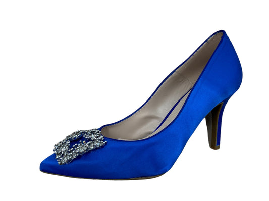 Marian French blue satin court shoe - Melissakshoes