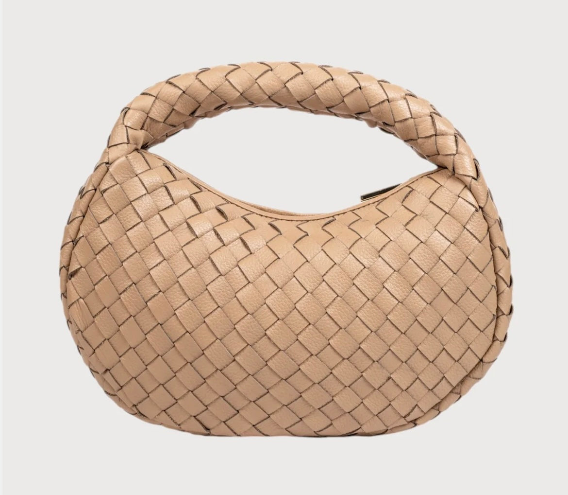 Alēo mini taupe leather handbag