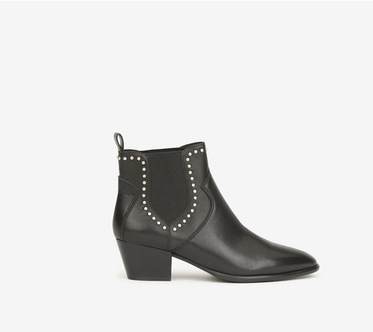 ASH Funk black leather western style boot with Cuban heel & studs