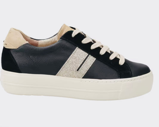 Paul Green black and gold sneaker