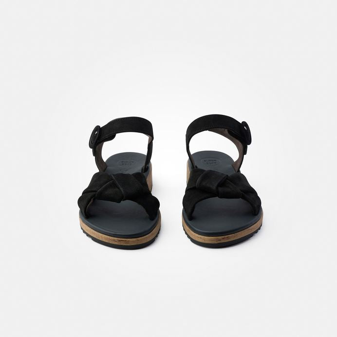 Paul Green black super soft velvet leather sandals - Melissakshoes