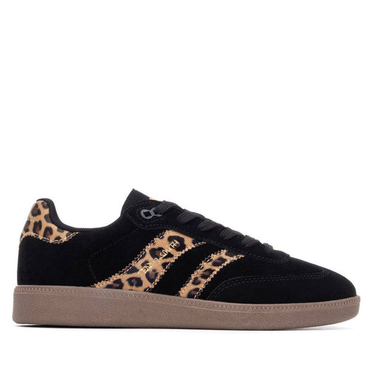 Teddy Smith black and leopard print retro sneakers