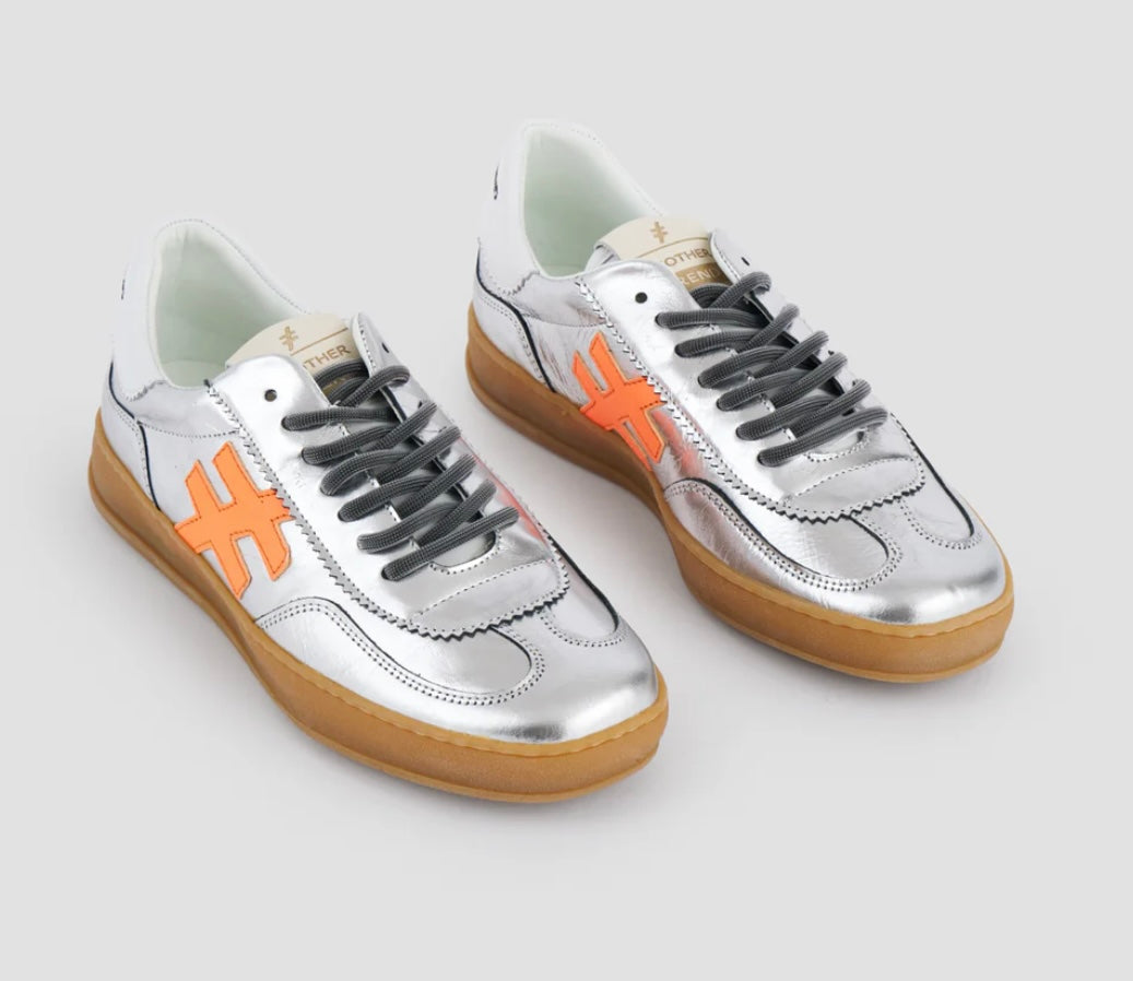 ANOTHER TREND silver leather sneakers Melissakshoes