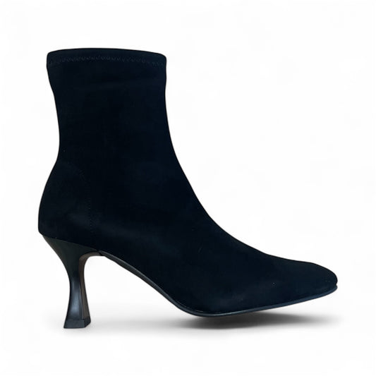 Miss Elastic black sock faux suede ankle  boot