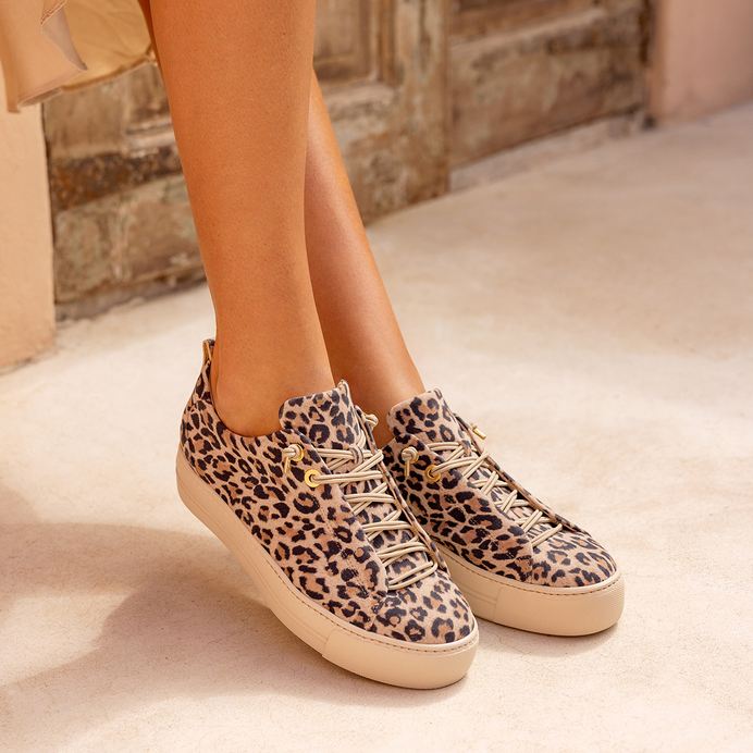 Paul Green leopard print suede leather platform sneakers - Melissakshoes