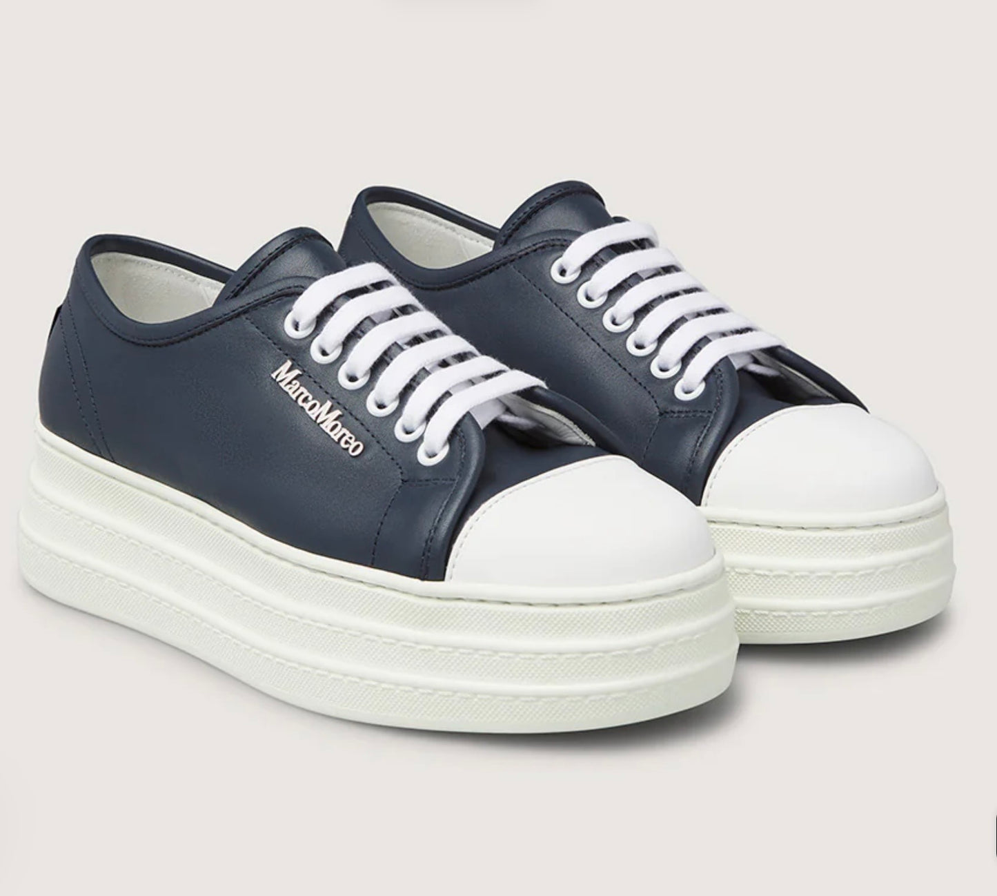 Marco Moreo navy leather Platform Sneaker