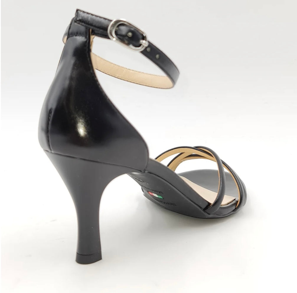 NeroGiardini black patent leather heeled sandals